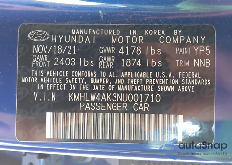 2022 Hyundai Elantra N из США, поврежденный, VIN KMHLW4AK3NU001710